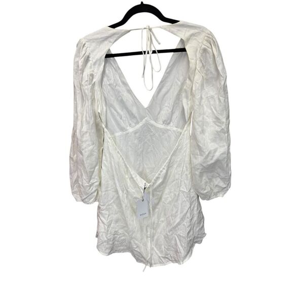 NWT DISSH Rosa WHITE Linen Mini Dress Size 8 Puff sleeves Open back - Picture 5 of 7